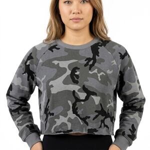 Zero Foxtrot Cotton Blend Gray Camouflage Pullover Sweater Women Size S